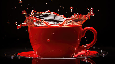 light red cups in waterの素材