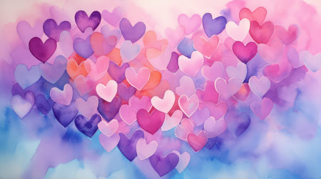 vibrant water color heartsの素材