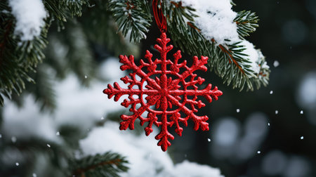 tree snowflakes redの素材