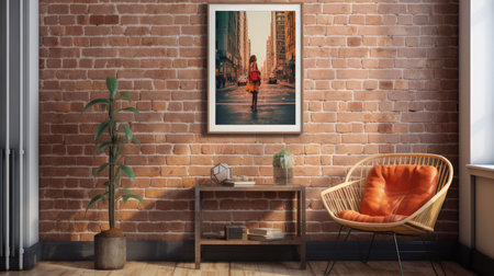 nostalgic poster on brick wallの素材