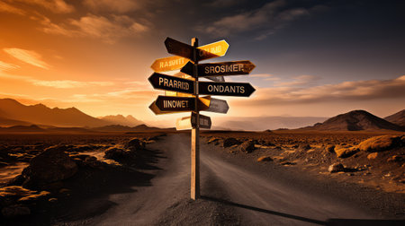 signpost road directionsの素材