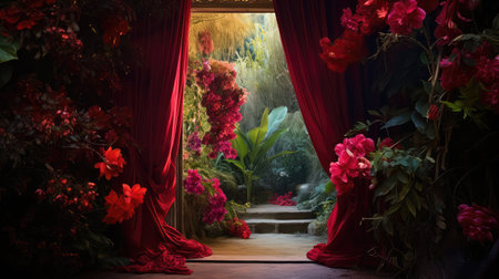 bloom red curtain revealの素材