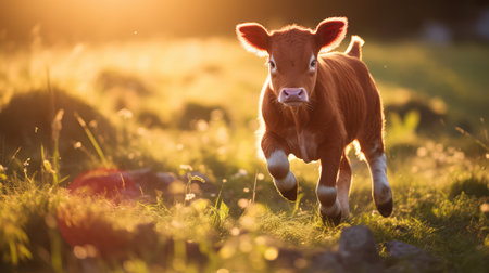 meadow red cattleの素材