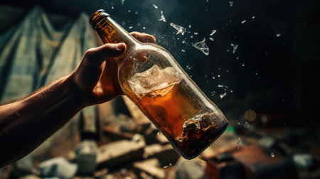 destruction smashed beer bottleの素材