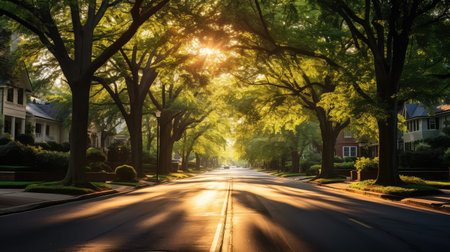 morning neighborhood treesの素材