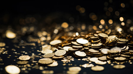 celebration black background gold confettiの素材