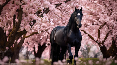blossoms spring horseの素材