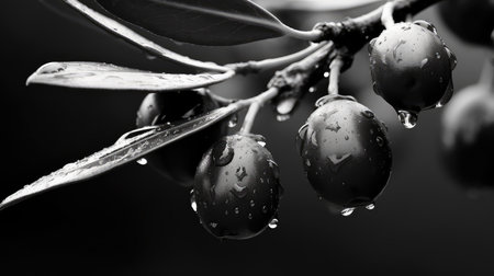 water olive branch black and whiteの素材