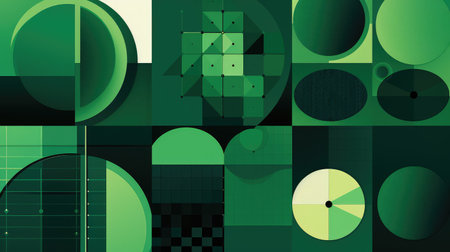 geometric green circle backgroundの素材