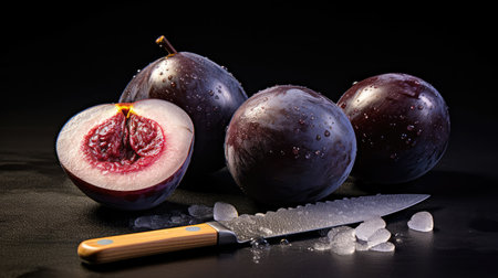juicy prune plum isolatedの素材