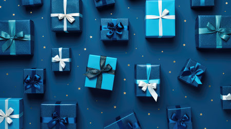 composition gifts blue backgroundの素材