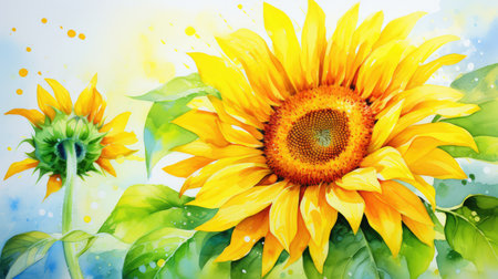 painting flower water colorの素材