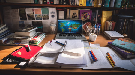 textbooks desk from topの素材