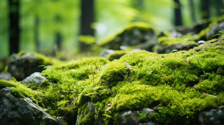 soft moss texture illustration greenery thriving, shaded environment, natural beauty soft moss textureの素材