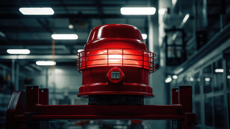 safety red alert light illustration hazard danger, signal factory, industrial glow safety red alert lightの素材