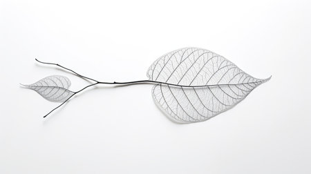 monochrome line art leaves illustration design istic, botanical simplicity, decor sketch monochrome line art leavesの素材