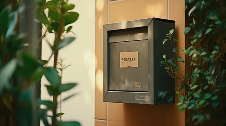 package courier box illustration drop off, secure wall, mounted business package courier boxの素材