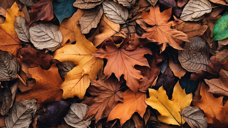 vibrant fall leaves texture illustration colorful nature, forest landscape, season beauty vibrant fall leaves textureの素材