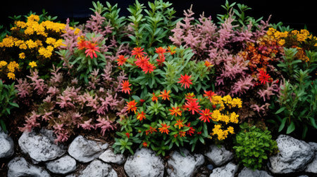 dimension flower bed texture illustration layers visual, focal garden, unique mix dimension flower bed textureの素材