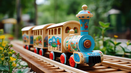 train wood toys illustration track en, pieces colorful, kids fun train wood toysの素材
