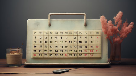 workspace desk calendar template illustration old charm, faded colors, distressed textures workspace desk calendar templateの素材