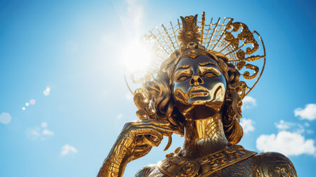 goddess gold illustration sunlight beauty, majestic intricate, shimmering adornment goddess goldの素材