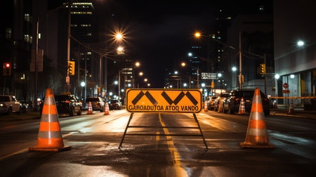 traffic road work ahead signの素材