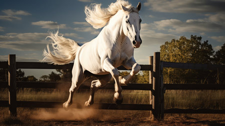 grace running white horseの素材