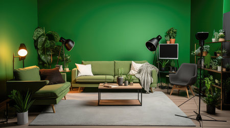 sofa living room green screenの素材