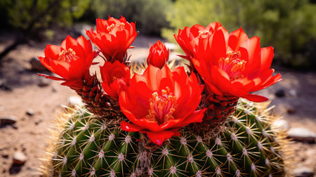 vibrant red cactusの素材