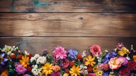 texture wood and flowersの素材