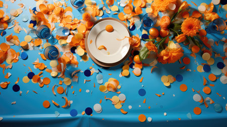 party blue and orange confettiの素材