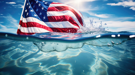 patriotic american flag waterの素材