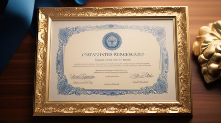 frame certificate blue and goldの素材