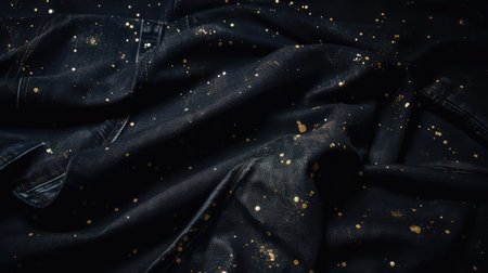 denim gold dots on blackの素材