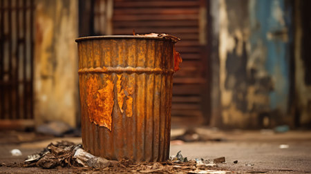 neglected metal trash canの素材