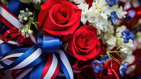 intertwined red white blue ribbonの素材