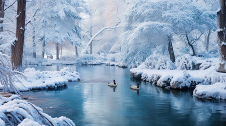 ducks water and christmasの素材