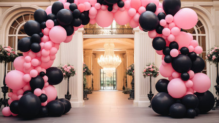 wedding black and pink balloonsの素材