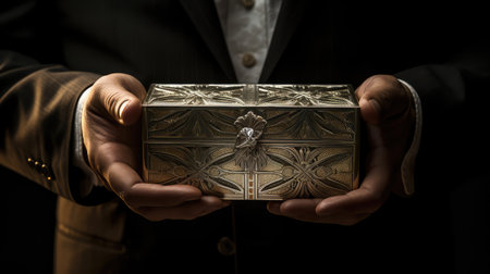 jewelry man holding boxの素材