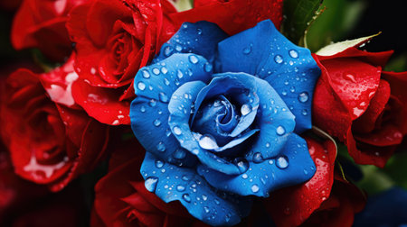 contrast red and blue flowersの素材