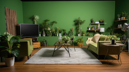 modern living room green screenの素材