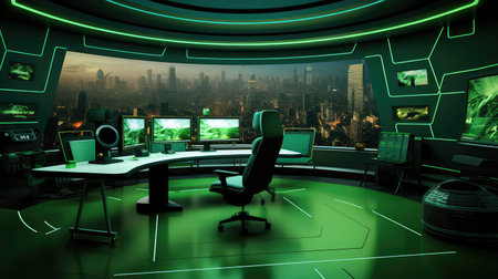 tech green screen office backgroundの素材