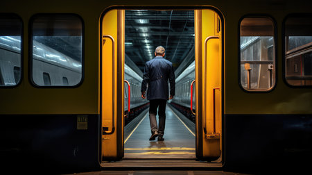 conductor train door openの素材