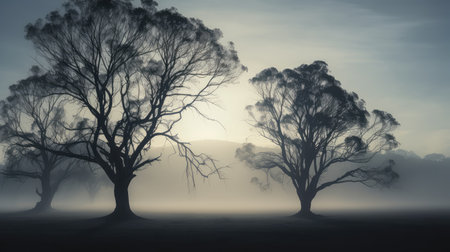 sky silhouette of treeの素材