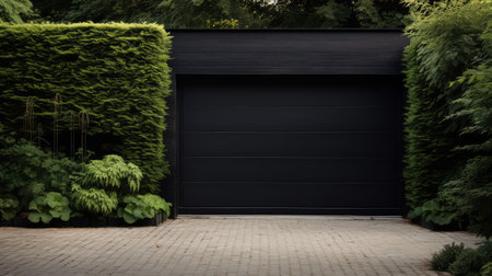 plants black garage doorの素材