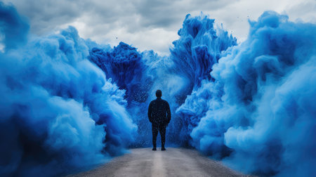 visually blue powder explosionの素材