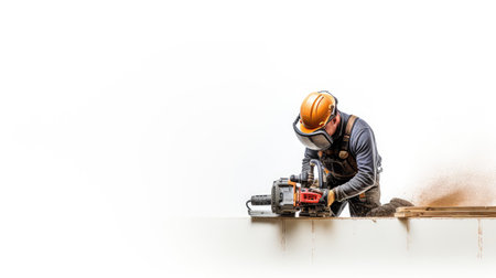 wood construction worker white backgroundの素材