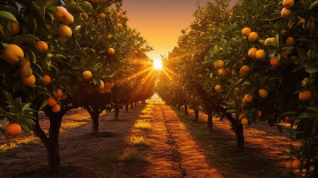 sunglow orange treesの素材