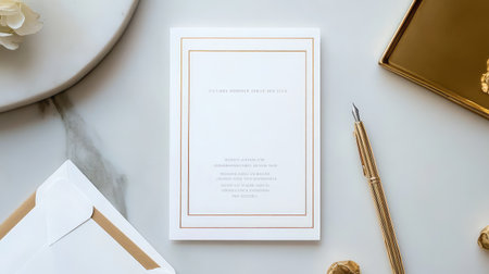 minimalist wedding invitation gold